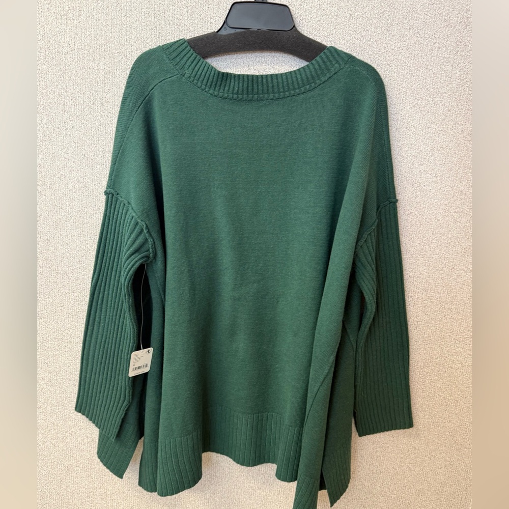 Free People Orion A Line Tunic Women's M lagenlook oversized V neck sweater Nwt - Picture 3 of 5